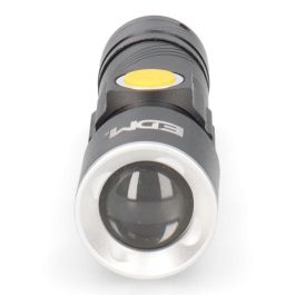 Edm Linterna mini recargable con zoom 3w 120lm 9000k luz fría, aluminio, IP44, carga USB