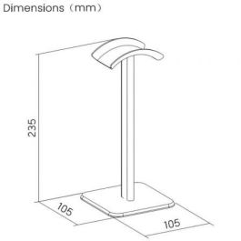 Aisens HSM001-397 Soporte Universal para Auriculares de Mesa, Negro, Base Estable, Montaje Rápido, Protección Diadema Curva