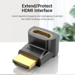 Vention AINB0-2 Adaptador HDMI 4K@60Hz 270º Macho a Hembra Chapado en Oro Negro para TV Monitor Proyector - Pack 2 Unidades