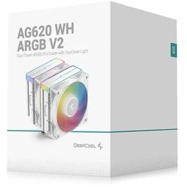 DeepCool AG620 White ARGB V2 Refrigerador de Aire para CPU, 12cm, Doble Ventilador, LGA1700/AM5, Iluminación LED
