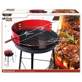 Barbacoa Portátil Aktive Madera Hierro 37,5 x 70 x 38,5 cm (4 Unidades) Rojo