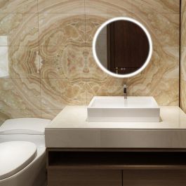 Edm Espejo Redondo de Baño con Led 20W, Regulable 3000K-6500K, Antivaho, Ø 60 cm