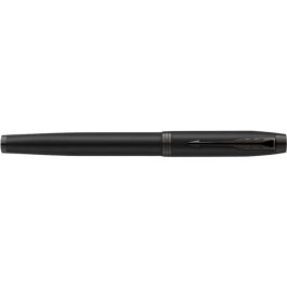 Parker Füller IM Achromatic Negro Punta Fina Azul con Clip, Acero Inoxidable, Sistema Cartucho, en Caja de Regalo