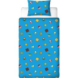 Mario Bros AAAUX56884 - Juego de Cama Reversible Mario y sus Amigos IV, Microfibra - Funda Nórdica 140x200 cm + Funda Almohada 63x63 cm