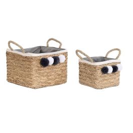 Cesta Boho DKD Home Decor Natural Gris Oscuro 33 x 25 x 33 cm Set de 2 Precio: 53.49999996. SKU: B13CFQQPDR