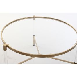 DKD Home Decor Mesa Centro Glam Dorado Transparente de Metal Acrílico Desmontable 87 cm Ancho x 50 cm Alto x 87 cm Largo