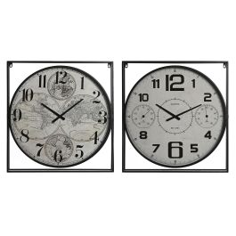 Reloj Pared Loft DKD Home Decor Blanco Negro 6 x 65 x 62 cm (2 Unidades)