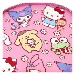 Loungefly Mochila Hello Kitty and Friends 26cm Piel Vegana, Ilustraciones, Tirantes Ajustables, Herrajes Plateados