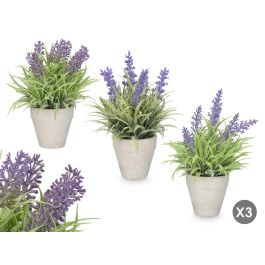 Ibergarden Maceta Decorativa de Cemento y Plástico, Diseño Lavanda, Colores Surtidos (Morado, Verde), Medidas 13x20x13 cm (24 Unidades)