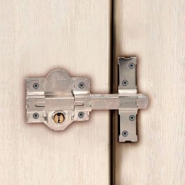 Micel crr09 Cerrojo de Sobreponer de Acero Níquel con Cilindro Boca Pera 50mm y Placa 86mm, Incluye 3 Llaves Serreta