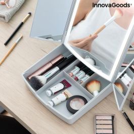 Espejo LED Plegable con Organizador de Maquillaje 3 en 1 Panomir InnovaGoods Blanco (Reacondicionado A)