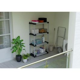 Tood TOO8019053053170 Estante de plástico con 4 estantes, carga 80 kg por estante, 80x40x168 cm, Negro/gris