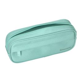 Estuche Portatodo Liderpapel Classic Ovalado 2 Cremalleras Con Bolsillo Delantero 210x90 mm Verde Manzana