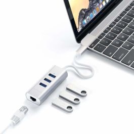 Satechi Hub USB-C 2 en 1 con 3 Puertos USB 3.0, Adaptador Ethernet Gigabit (10/100/1000 Mbps) de Aluminio para Mac y Portátiles