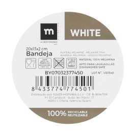 Bandeja Melamina Mate Blanca 20x13x2 cm - La Mediterranea (24 Unidades) Bandeja Melamina Mate Blanca 20x13x2 cm - La Mediterranea (24 Unidades)