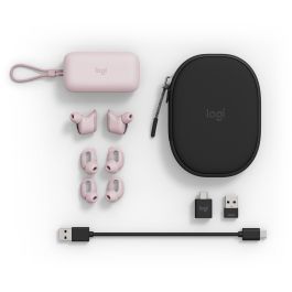 Logitech Zone True Wireless Auriculares Inalámbricos con Cancelación de Ruido Activo y Micrófono, Color Rosa, para Oficina y Llamadas