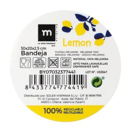 Bandeja Melamina Brillo Lemon 30x20x2.5 cm La Mediterranea (12 Unidades) Bandeja Melamina Brillo Lemon 30x20x2.5 cm La Mediterranea (12 Unidades)