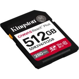 Kingston Tarjeta de Memoria Canvas React Plus 512GB SDXC Clase 10 UHS-II U3 V60 Velocidad Lectura 280MB/s Escritura 150MB/s