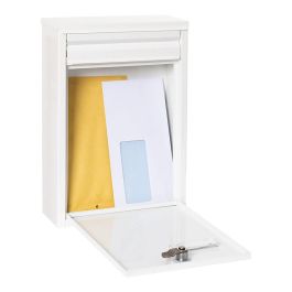 Arregui Buzón Exterior Individual Pequeño A5 Zaguan, Acero Galvanizado Blanco, Apertura Vertical Posterior, 22x8x32 cm