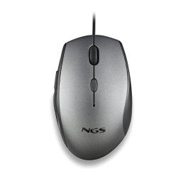 NGS Ratón Moth Gray con Cable Ergonómico Botones Silenciosos 5 Botones DPI Ajustables 800/1200/1600 USB Tipo C para PC