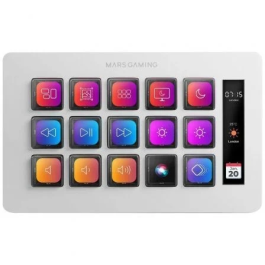 Mars Gaming Stream Deck Slim MSD-ONE, 15 Teclas LCD Personalizables, Blanco, Controlador de Productividad y Streaming para PC