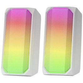 Mars Gaming MSRGBW Altavoces Gaming 2.0 con Bluetooth 5.0, 15W de Potencia, Iluminación RGB FULL MESH y Procesador DSP, Blancos