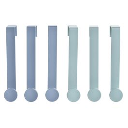 DKD Home Decor Perchero Glam de Metal para Puerta Acabado Dorado Azul Verde Menta 5x17x2 cm - Set de 3 Unidades