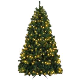 DKD Home Decor Árbol de Navidad Alpina Verde 180 cm con Luz LED Cálida, 647 Ramas, PVC y Base de Metal