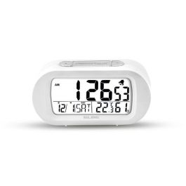 Reloj Despertador Temperatura Y Humedad Blanco Pantalla 9Cm ELBE RD-009-B