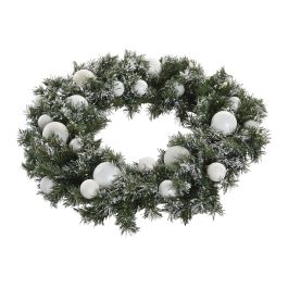 DKD Home Decor Corona de Navidad Luminosa Alpina con 50 LEDs Verde y Blanca 60x60 cm PVC Funciona con 3 Pilas AA (2 Unidades)