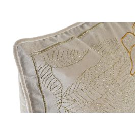 DKD Home Decor Cojin Shabby Dorado 45 x 45 x 10 cm Poliester con Flores