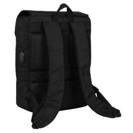 Safta Mochila con solapa portátil 13,3'' + USB Real Betis Balompié Premium Negra 29x39x12cm