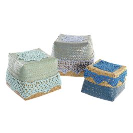 Cesta Balines DKD Home Decor Azul Turquesa 27 x 27 x 22 cm Set de 3