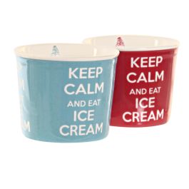 DKD Home Decor Vaso Decorativo para Helados de Cerámica y Madera de Pino, Multicolor, Set de 5 Piezas de 10x30x15 cm