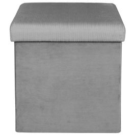 Home Deco Factory Lounge Caja-Puf Plegable Gris Terciopelo 38x38 cm