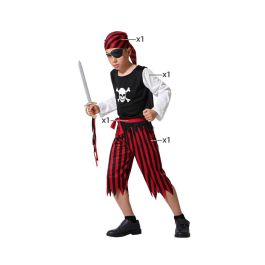 Disfraz Pirata Rojo Negro Infantil Niño 3-4 Años Gorro Camiseta Cordón Pantalón Polyester Temática Piratas Bucaneros Bandidos