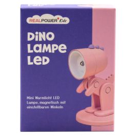 RealPower Linterna de dinosaurio LED rosa con base - 486319 - Pilas LR41