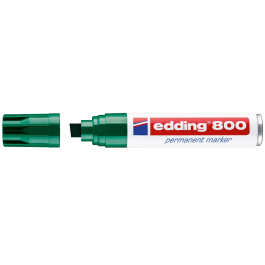 Edding Marcador Permanente 800 Verde - Tinta Resistente para Múltiples Superficies, Punta Gruesa 4-12mm