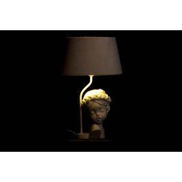 DKD Home Decor Lámpara Sobremesa Romántico Blanco Rosa Palo 30x30x49 cm (2 Unidades) Resina Poliéster