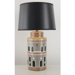 DKD Home Decor Lámpara Sobremesa Jing Door Neoclásico Porcelana Multicolor Negro Dorado Melocoton 40 x 40 x 67.5 cm Precio: 107.79000045. SKU: B1EB3FTAMB