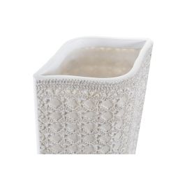 DKD Home Decor Jarrón Decorativo Moderno Isara de Resina Blanco, 10 cm Largo x 47 cm Alto x 17 cm Ancho