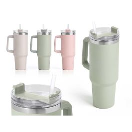 Kinvara Vaso Térmico de Metal 1200 ml con Asa y Pajita, Doble Pared, Colores Surtidos: Gris, Negro (12 Unidades) Precio: 108.49999941. SKU: B16B5CXW87