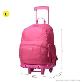 Totto Mochila Escolar con Ruedas Trik Rosa MA03TKI003-23100-M89 Capacidad 27L Compartimento PC 14 Pulgadas