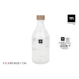 La Mediterranea Botella de Vidrio con Tapa de Metal y Diseño Wood 1 Litro (24 Unidades) Precio: 48.50000045. SKU: B1KM9NN4G2
