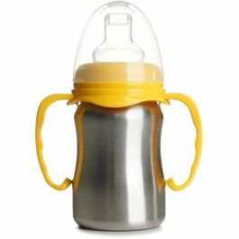 Thermobaby THE3023191861493 Vaso de aprendizaje, acero inoxidable, 180 ml, amarillo mango, ergonómico y antigoteo