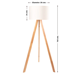 Lámpara de Suelo Trípode Madera "Pyongyang" [OPV-780SGN2422] Diseño Nórdico Rústico Acogedor