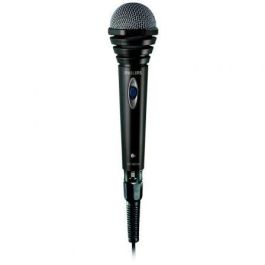 Philips SBCMD110 Micrófono Dinámico Omnidireccional con Guardavientos para Karaoke, Cable 1.5m, Conexión 3.5/6.3mm