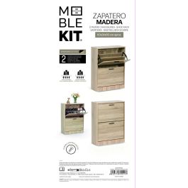 Inde Mueble Zapatero 2 Niveles Madera y Metal 65x24x80 cm