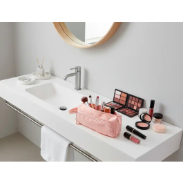 Liderpapel Estuche Portatodo Minibag Rosa Pastel con 2 Cremalleras y Bolsillo Interior 210x100x70 mm