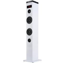 NGS SKYCHARMWHITE Torre de Sonido SKY CHARM 50W Bluetooth USB Radio FM Óptica Estéreo Mando Blanca Puerto de Carga USB Carcasa Madera